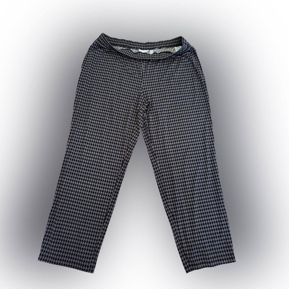 Susan Graver Black and Gray Houndstooth Pull-On Pants Size 1X